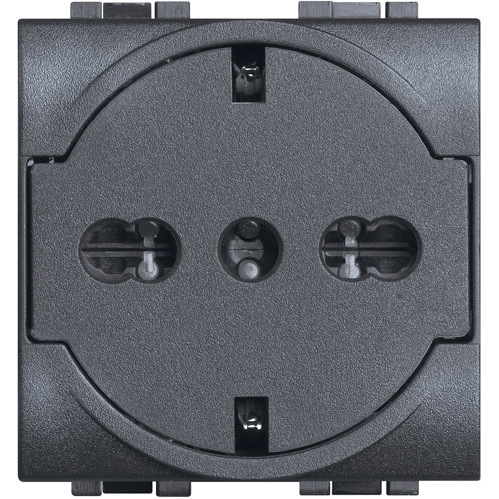 Priza 2 module 16A standard german/italian Bticino Living Light L4140/16F, antracit
