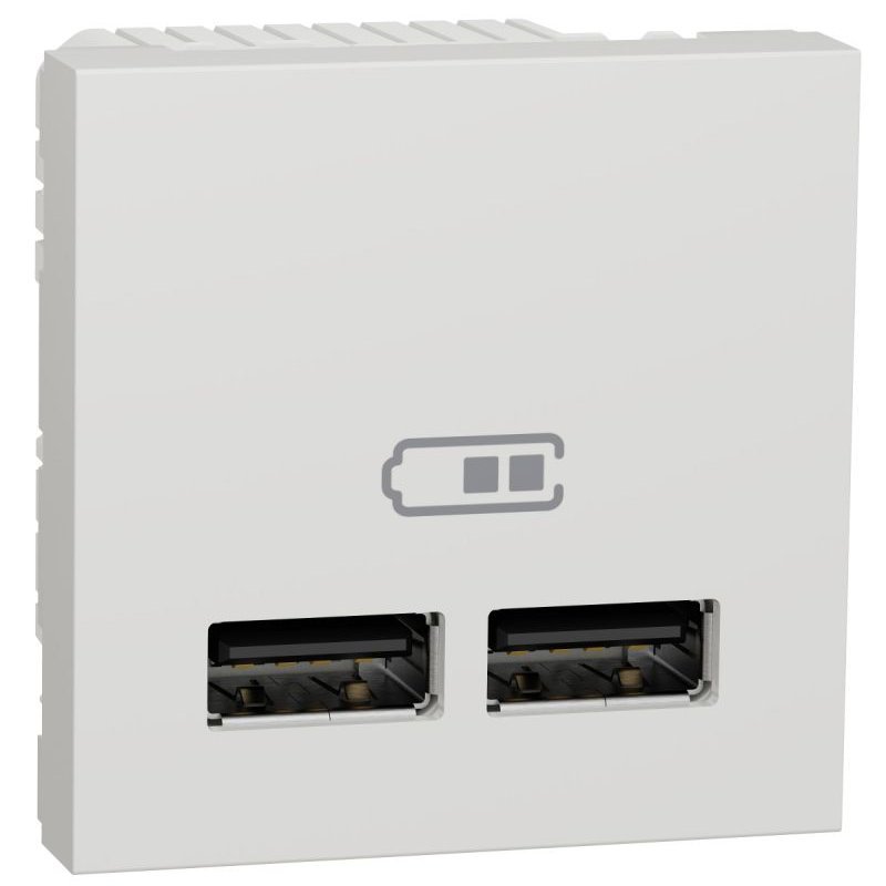 Priza dubla incarcare USB 1A 2 module Schneider Noua Unica NU341818, alb