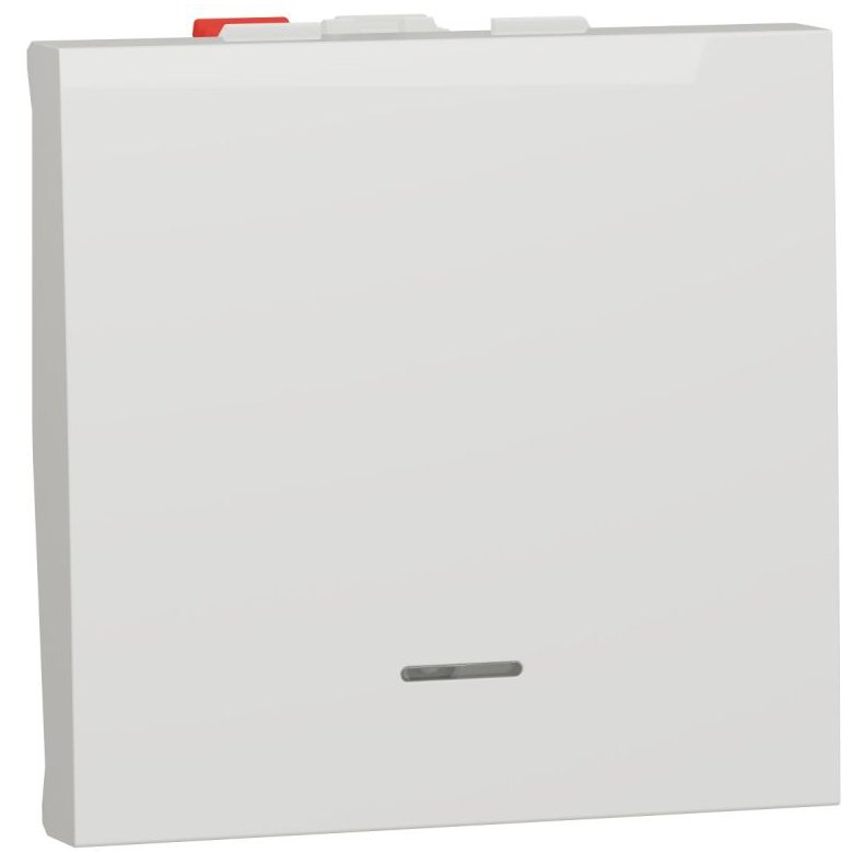 Intrerupator revenire 10A 2 module indicator luminos Schneider Noua Unica NU320618N, alb