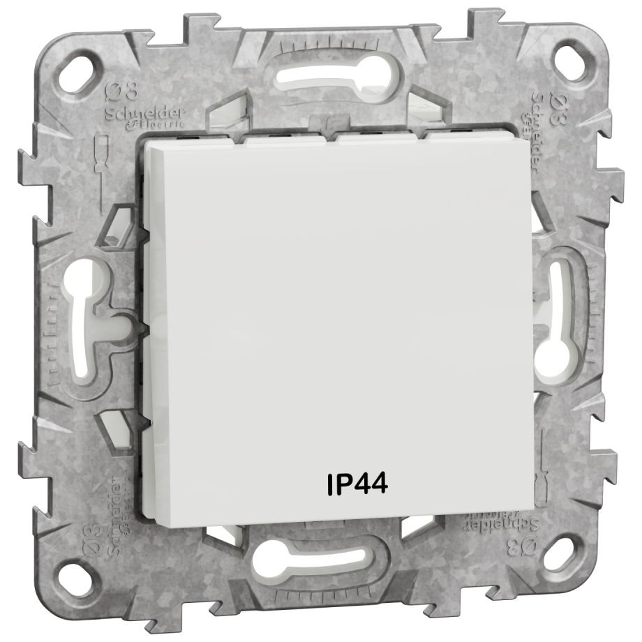 Intrerupator IP44+suport fixare Schneider Noua Unica NU528218, alb