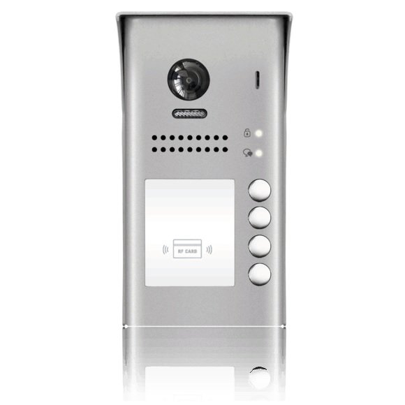Panou video color de apel exterior DT607-ID-S4, conexiune pe 2 fire, camera WIDE ANGLE 170 , pentru 4 abonati, control acces