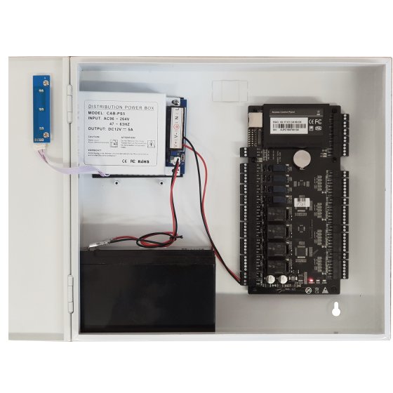 Cabinet multifunctional CAB3-PS5-wh pentru centrale de control acces 12Vcc / 5A, backup