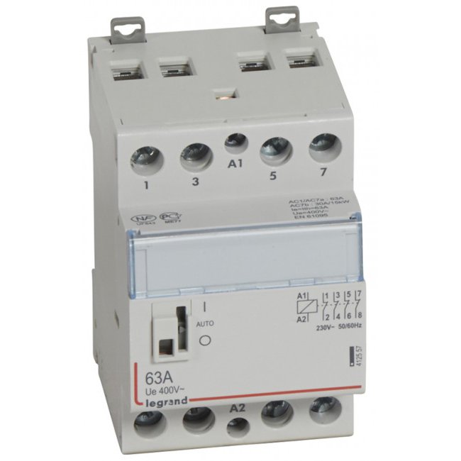 Contactor pe sina DIN CT 230V 4NC 63A cu maneta Legrand 412557