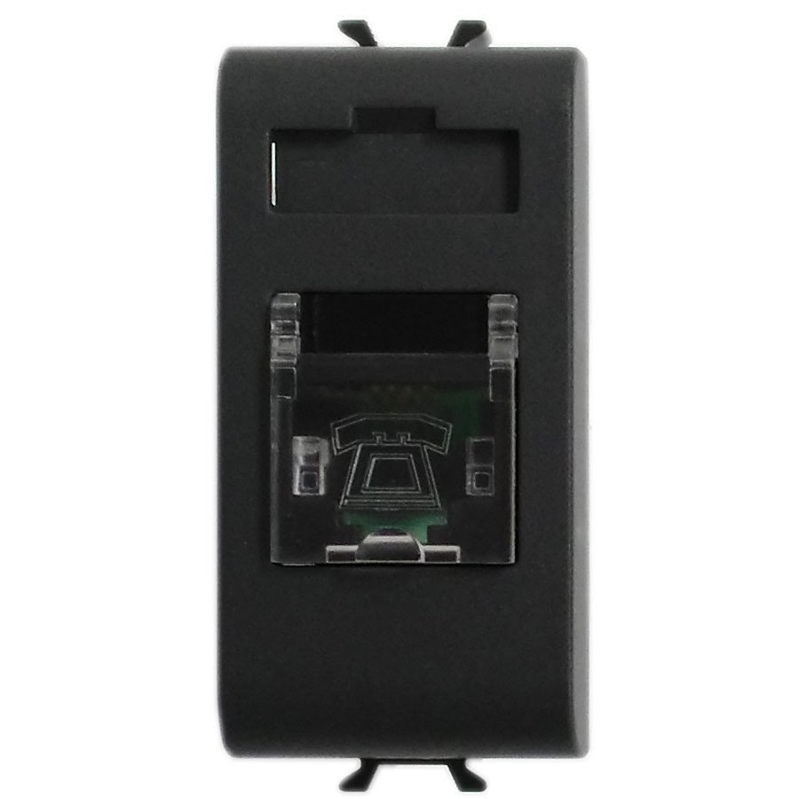 Priza telefon RJ11 1 modul Gewiss Chorus GW12401, negru satin