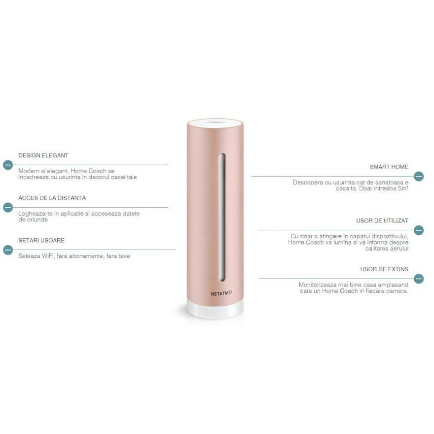 Dispozitiv smart de monitorizare a calitatii aerului Netatmo Home Coach Wireless NHC-EC