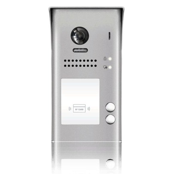Panou video color de apel exterior, cu conexiune pe 2 fire, camera WIDE ANGLE 170 , pentru doi abonati, control acces RFID DT607-ID-S2