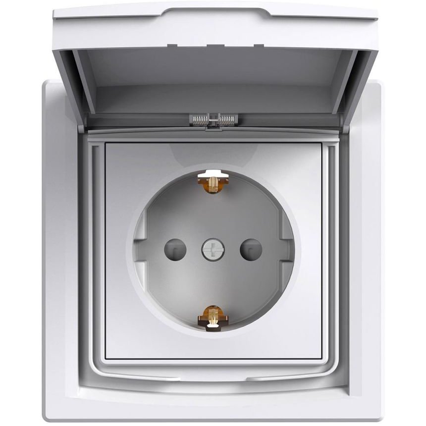 Priza simpla cu obturatoare si capac IP44 incastrata Schneider Asfora EPH3100321