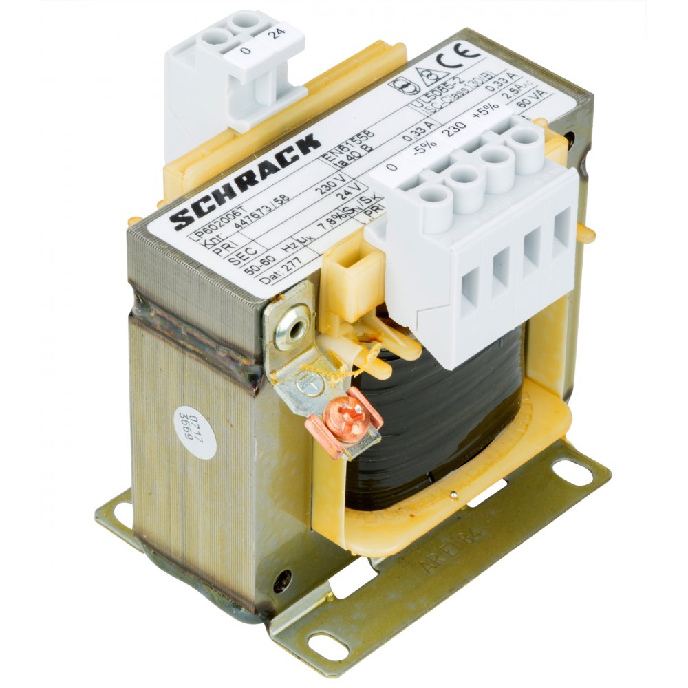 Transformator de comanda monofazat, 230V/24V, 60 VA, IP00 Schrack LP602006T