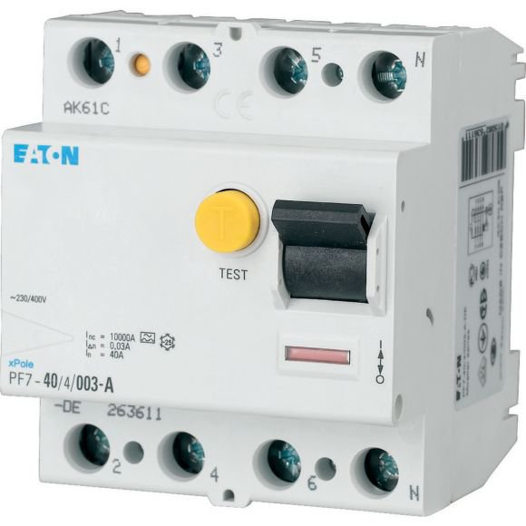 Intrerupator automat diferential RCCB PF7-80/4/003-DE 4P 80A/30mA tip AC Eaton 263594