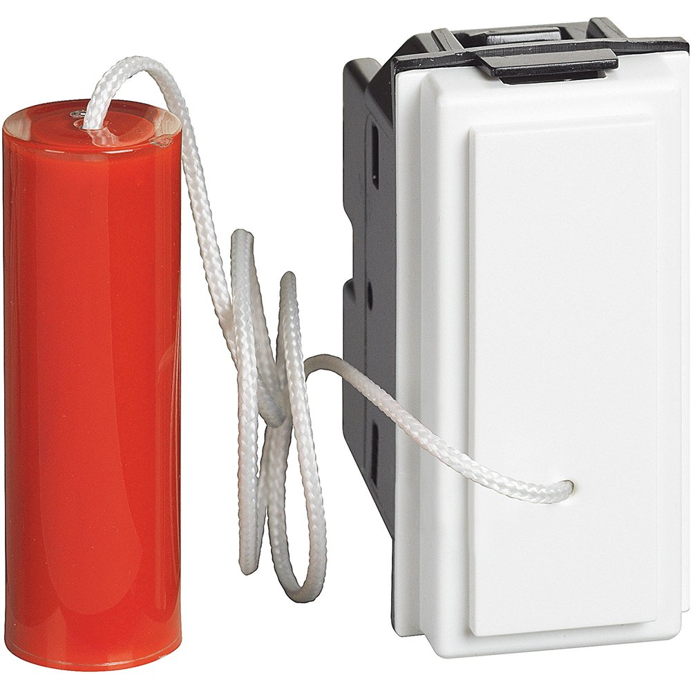 Buton cu revenire actionare prin tragere 1 modul 10A Bticino Living Now KW4033, alb