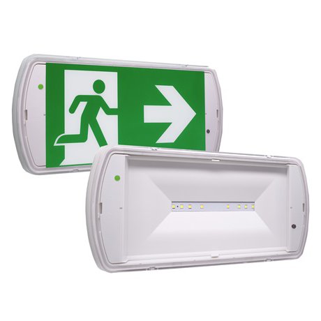 Corp de iluminat de urgenta SafeLite LED 3H Mentinut/Nementinut 100lm 20m Pictograma inclusa IP65 Eaton SL2MNM65D3C3A