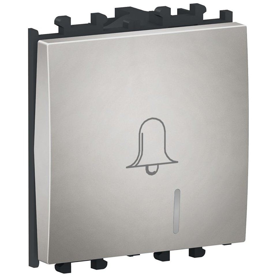 Intrerupator cu revenire, indicator luminos, simbol sonerie, 2M Schneider Easy Styl LMR1432004, argintiu