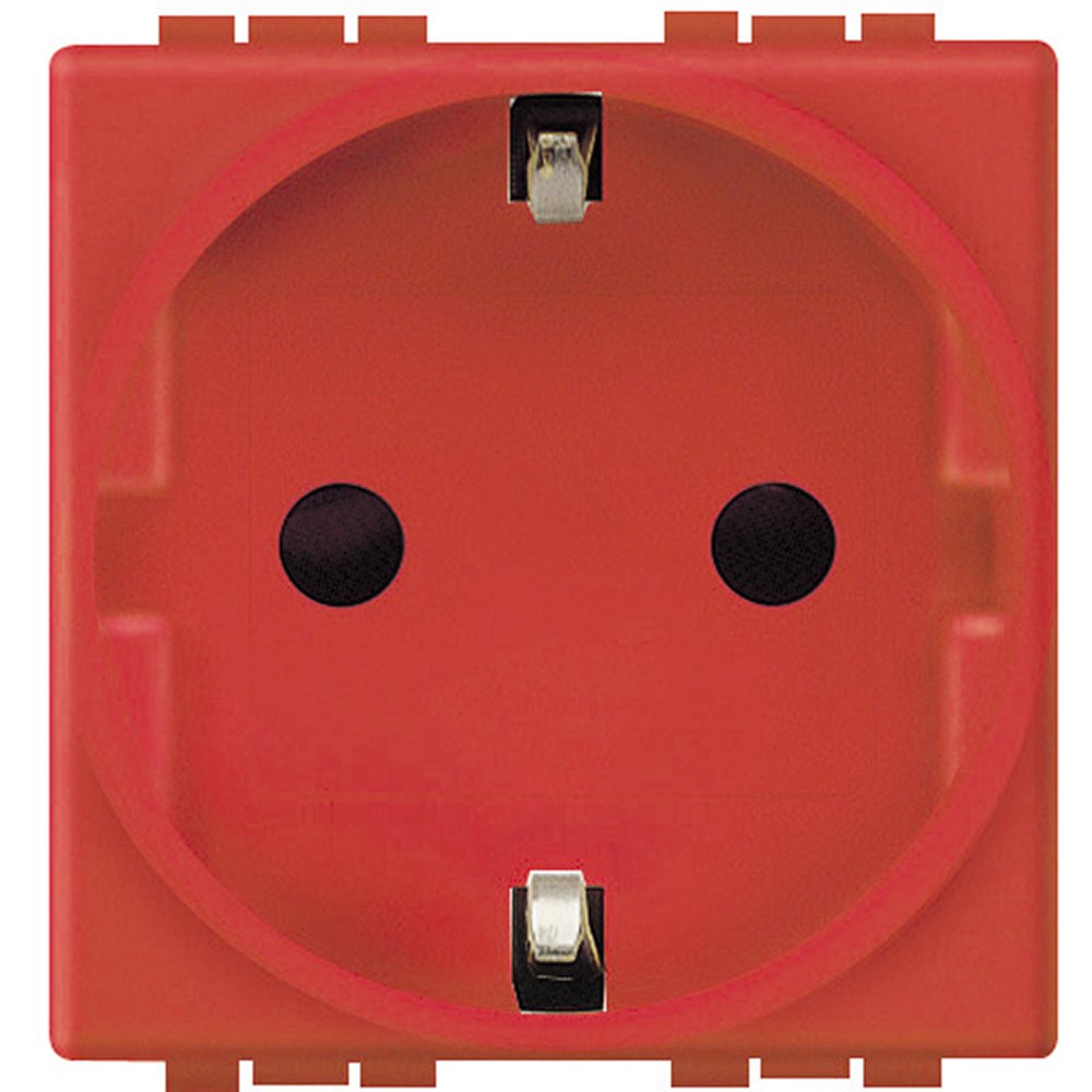 Priza schuko 2 module Bticino Living Light L4141R, rosie
