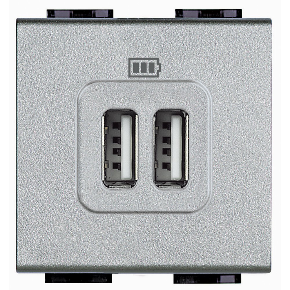 Incarcator USB 5 Vdc Bticino Living Light NT4285C2, argintiu