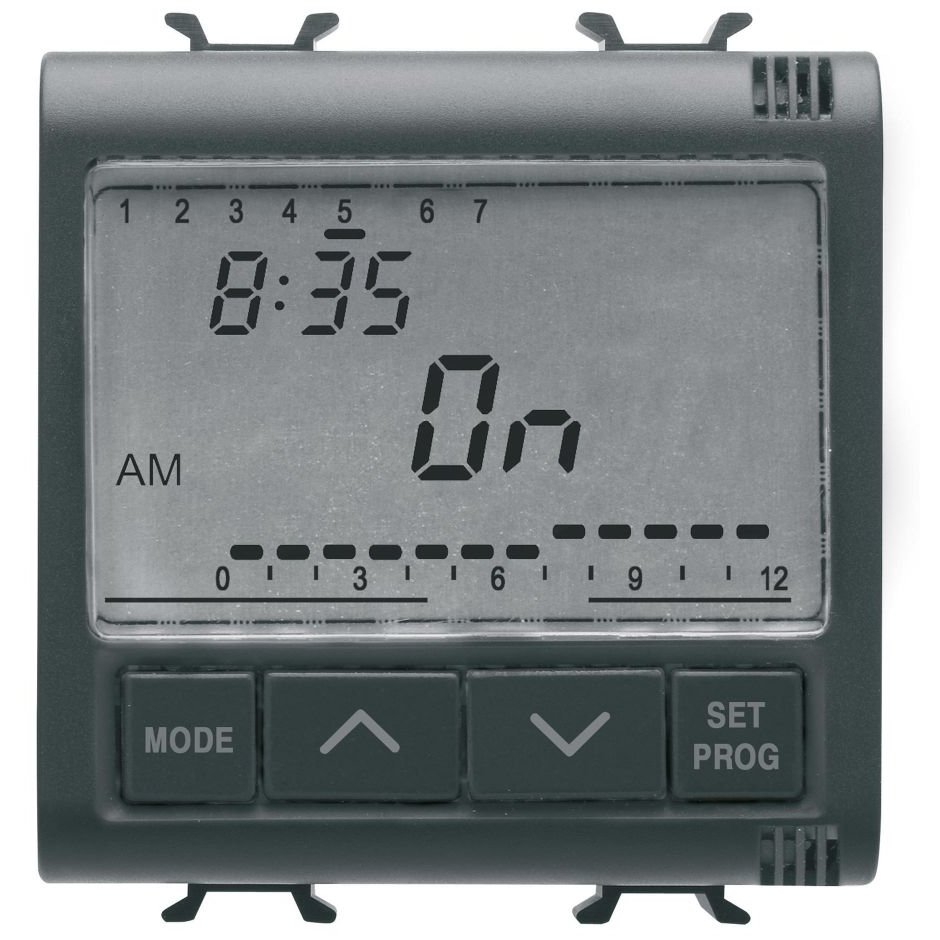 Programator electronic 1 canal 230V Gewiss Chorus GW12581, negru satin