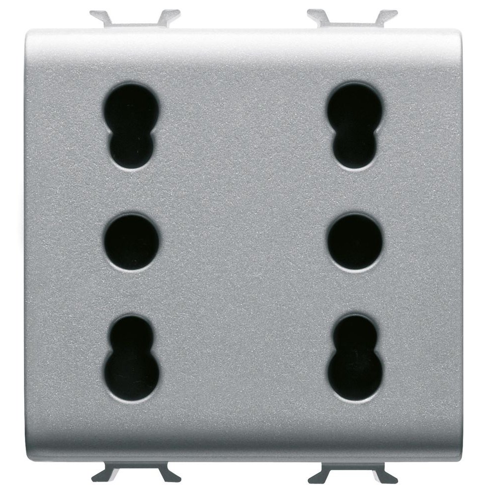 Priza dubla standard italian 16A 2 module Gewiss Chorus GW14208, titan