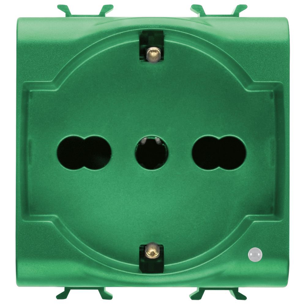 Priza 2M 16A standard italian/german pentru linii dedicate Gewiss Chorus GW10224, verde