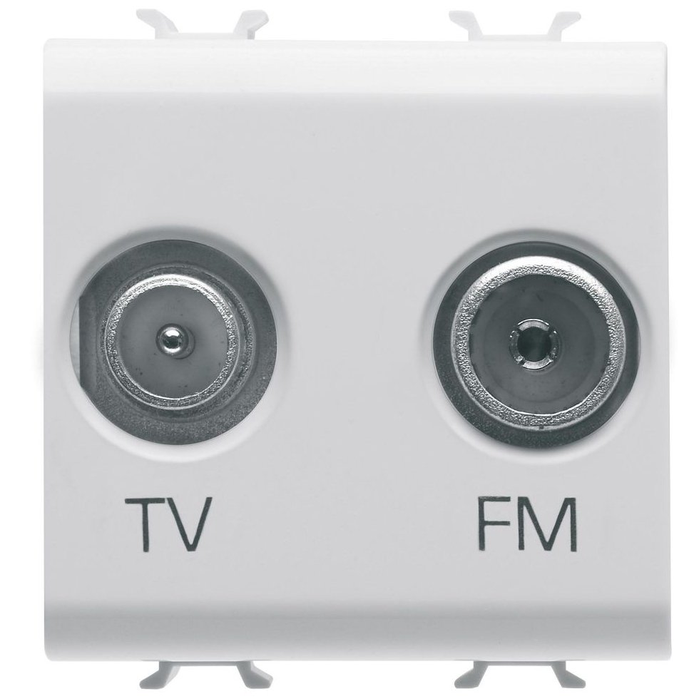 Priza 2 module TV+FM Gewiss Chorus GW10381, alb