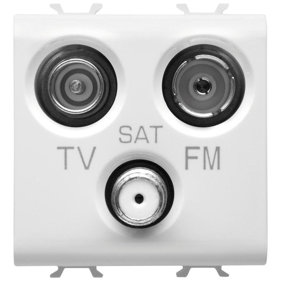 Priza TV+FM+SAT 2 module Gewiss Chorus GW10382, alb