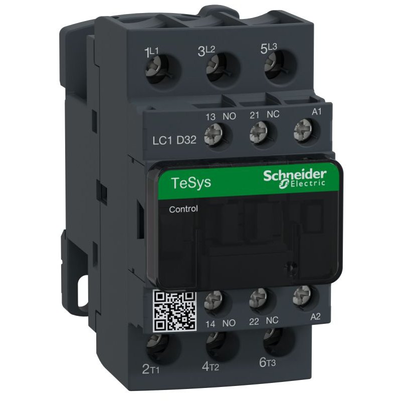 Contactor TeSys Deca 3P(3NO),AC-3/AC-3e, =440V 32A, aux 1NO+1NC bobina la 380VAC 50/60Hz Schneider LC1D32Q7
