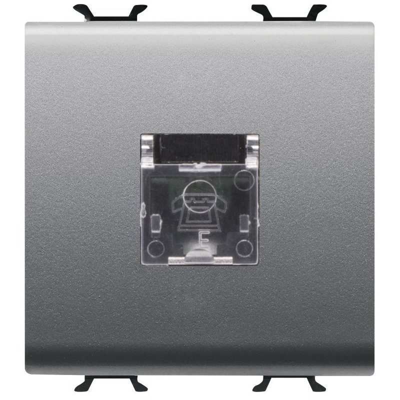Priza telefon RJ11 2 module Gewiss Chorus GW14409, titan