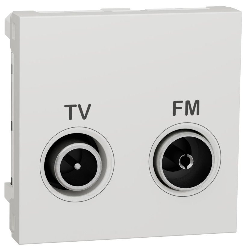 Priza TV/FM intermediara 2 module Schneider Noua Unica NU345318, alb