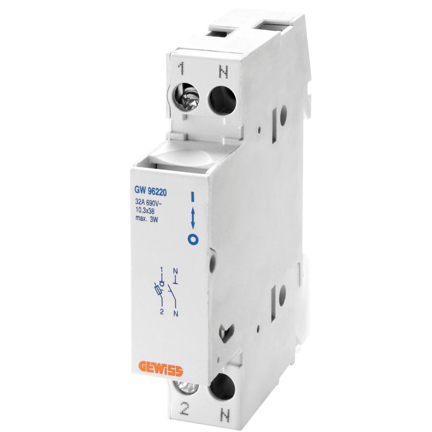 Port fuzibil sisteme fotovoltaice 1P+N 10,3X38 690V 32A Gewiss GW96220