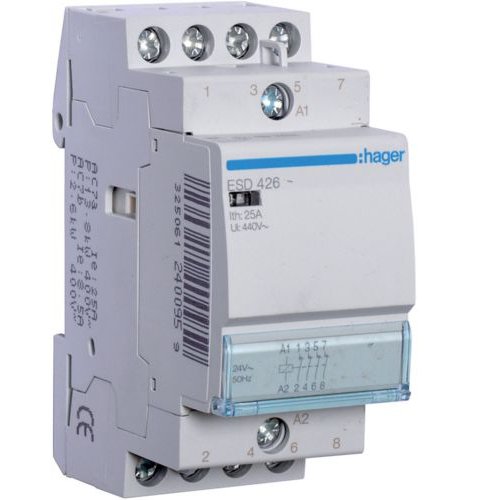 Contactor 25A, 4NI, 24V Hager ESD426