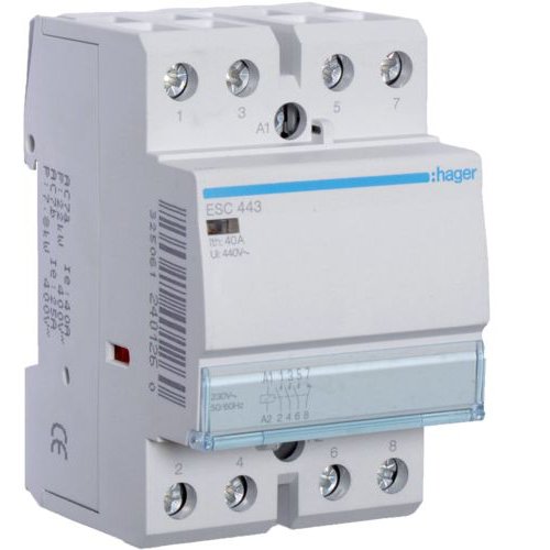 Contactor 40A, 3ND+1NI, 230V Hager ESC443