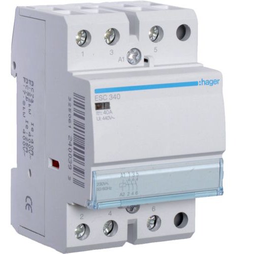 Contactor, 40A, 3ND, 230V Hager ESC340