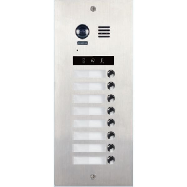 Panou de apel video modular V-TECH DMR21-S8 cu camera wide angle, 8 butoane de apel, comunicare 2 fire fara polaritate, IP55, antivandal