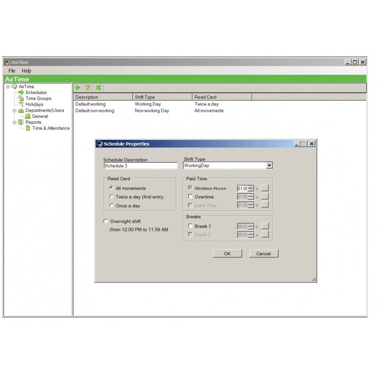 Software centrale Rosslare AXTIME