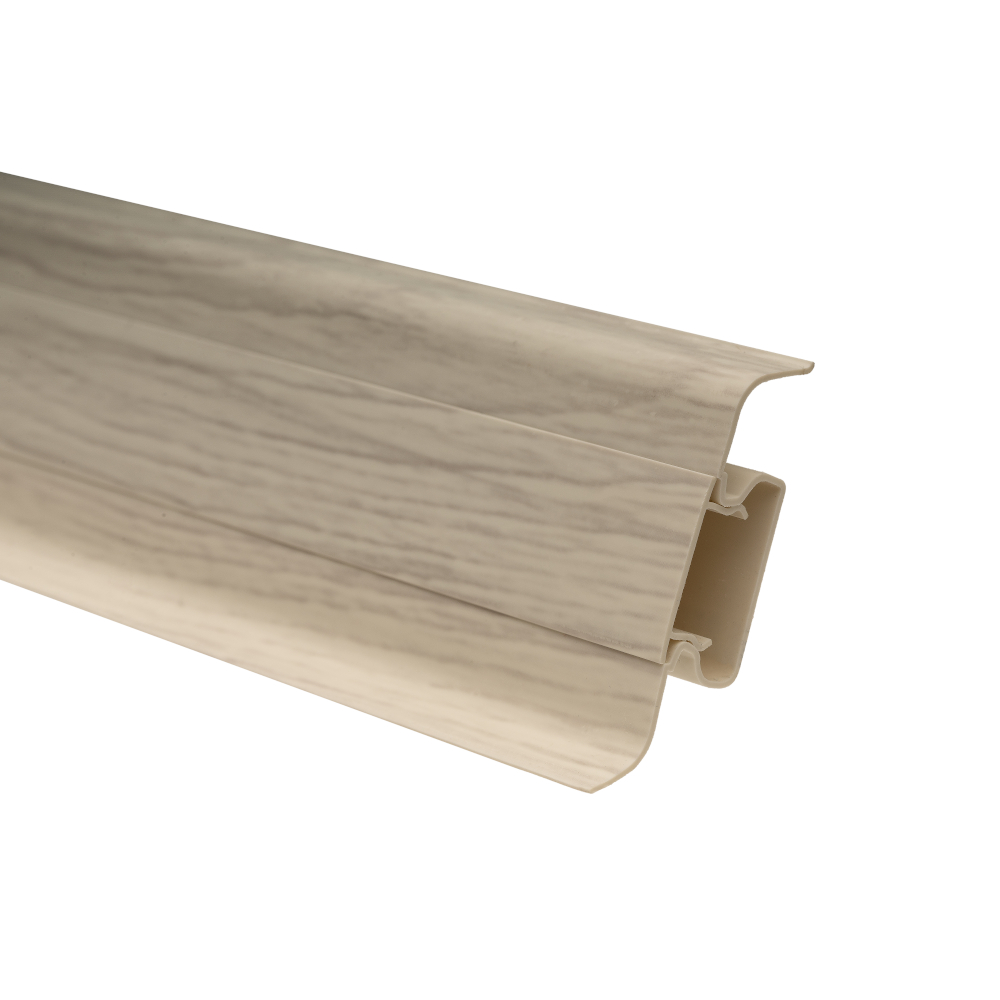 Plinta parchet cu canal dublu si margini flexibile Set 10456-6020 Triton, crem, 2500 x 52 x 22.5 mm