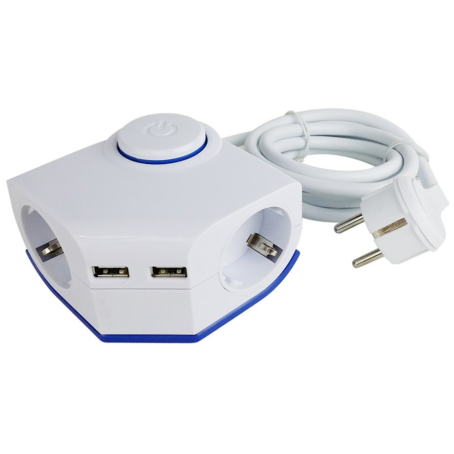 Prelungitor 2 prize+2 USB, 1.5 m Strohm SM-15011202