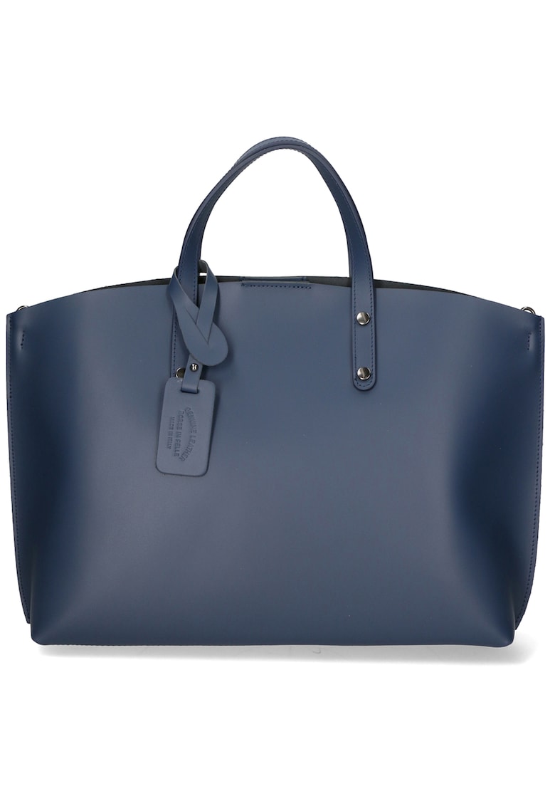 Geanta de piele cu bareta si etui interior detasabil - Bleumarin