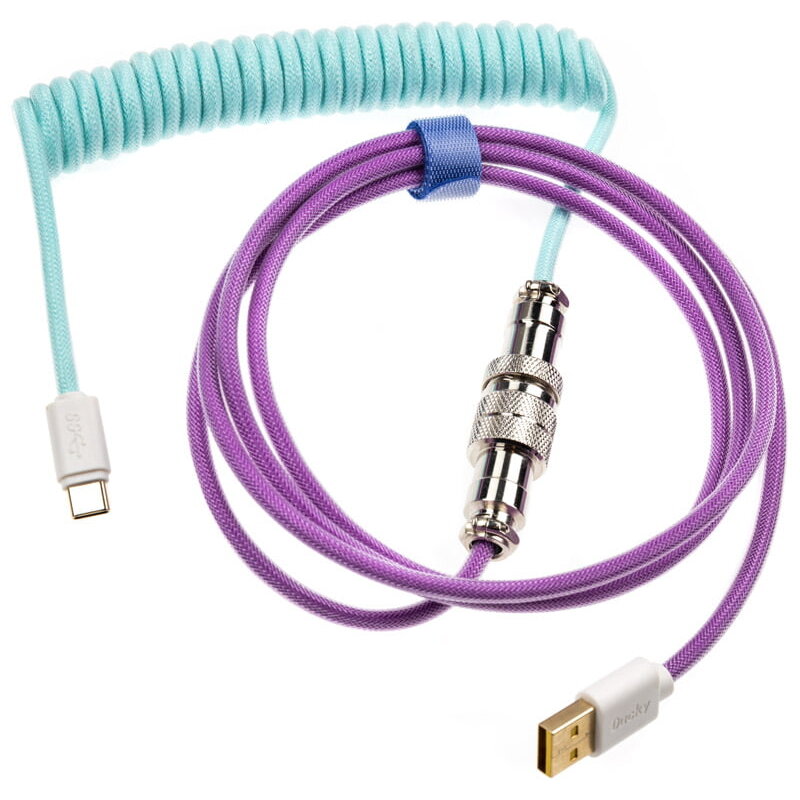 Cablu Date/Incarcare USB Type C USB Type A 1.8m Mov/Turcoaz