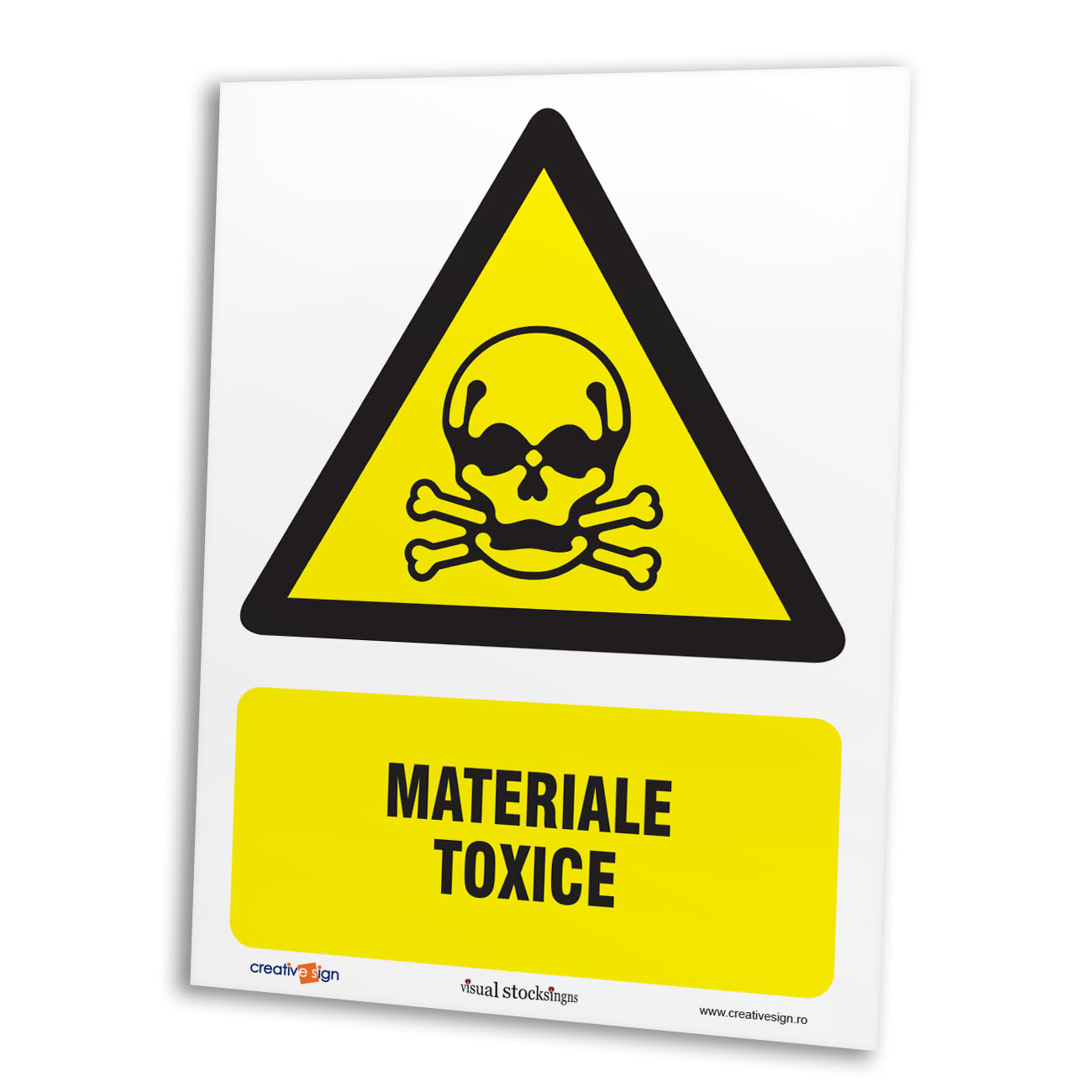 Semn atentionare materiale toxice, plastic, 20 x 15 cm
