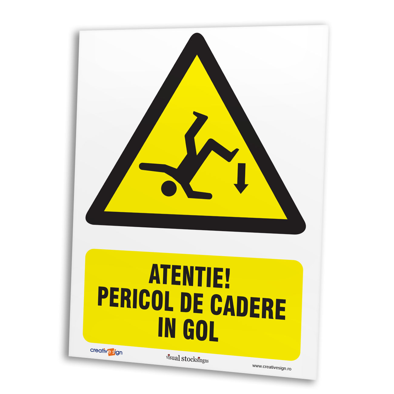 Semn atentionare pericol cadere in gol, plastic, 20 x 15 cm