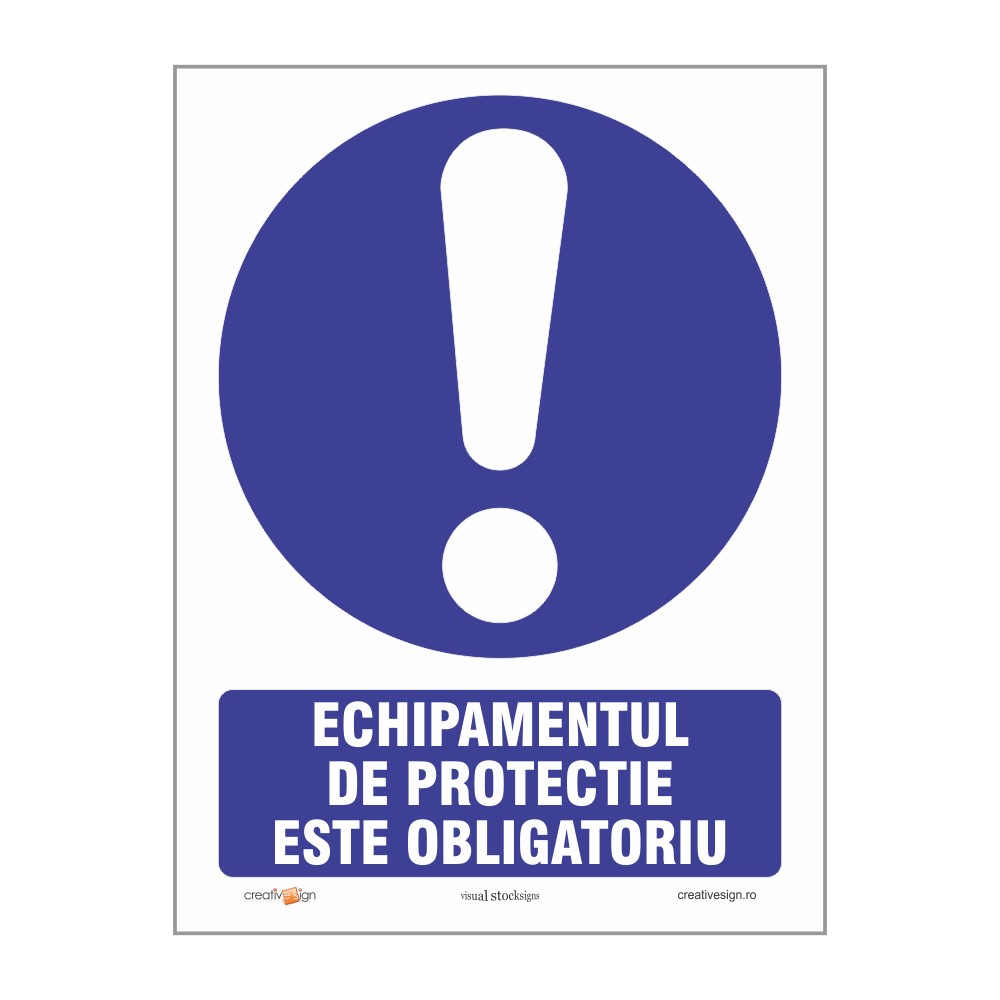 Semn atentionare echipament protectie obligatoriu, plastic, 20 x 15 cm