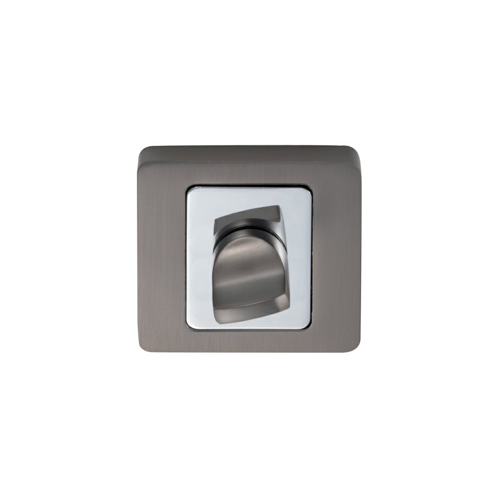 Set rozeta patrata usi lemn interior Gato, 54 mm, zamac, finisaj crom - antracit