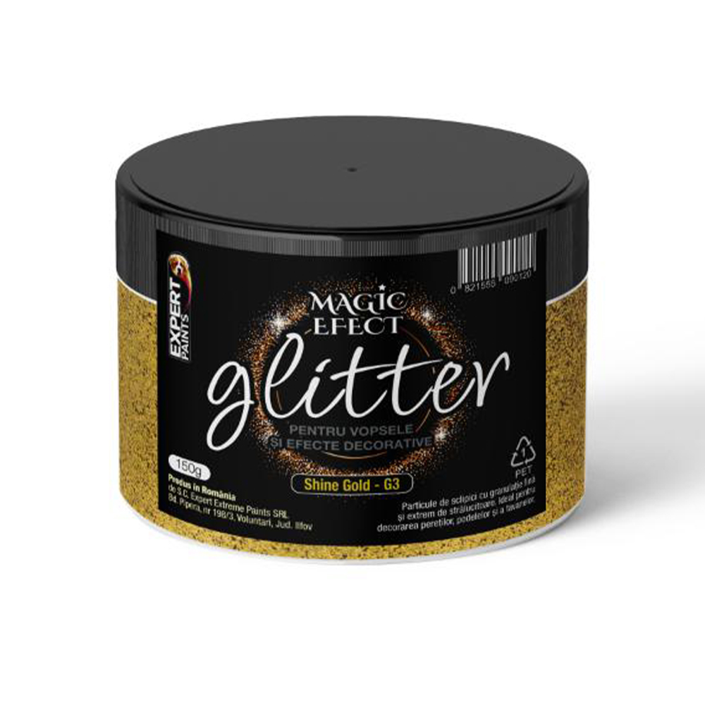 Sclipici decorativ Glitter G3 Magic Efect, 150g, shine gold, 150 gr