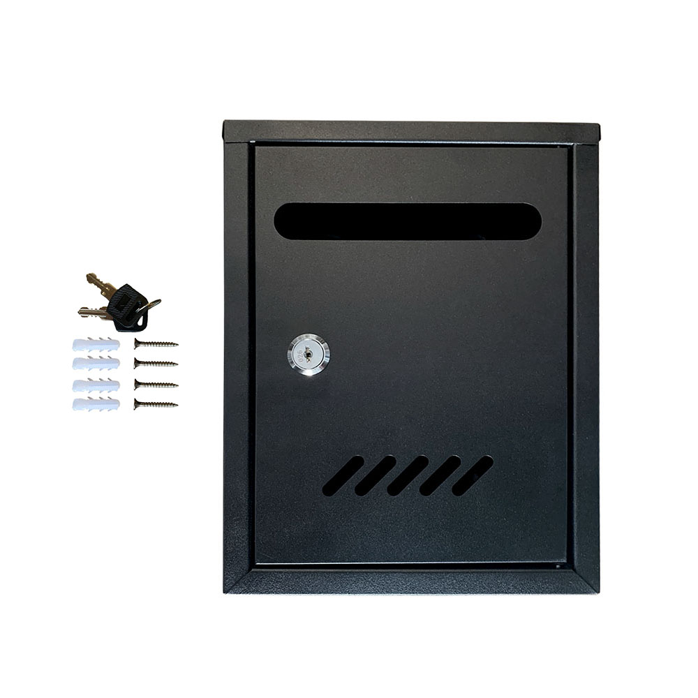 Cutie postala exterior Ferrobrand, otel galvanizat, negru, 2 chei, 260 x 180 x 60 mm