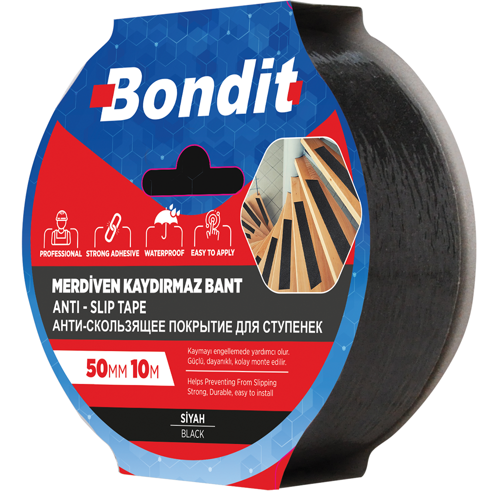 Banda antiderapanta pentru scara Bondit, negru, 50 mm x 10 m