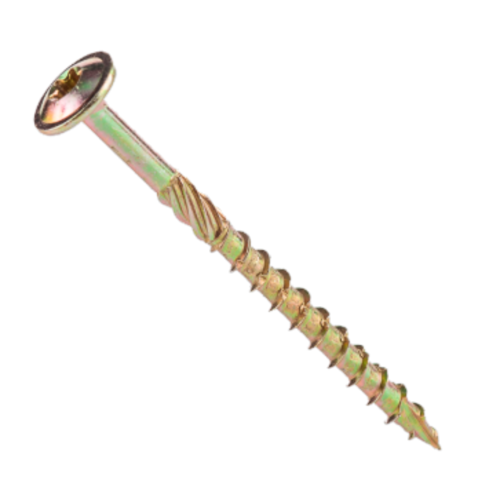 Surub dulgherie cap plat tip Fast, otel zincat galben, TX30, 6 x 180 mm