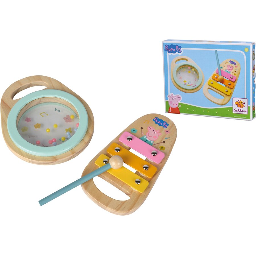 Set Muzical Din Lemn Peppa Pig 2x Bucati +12luni Multicolor