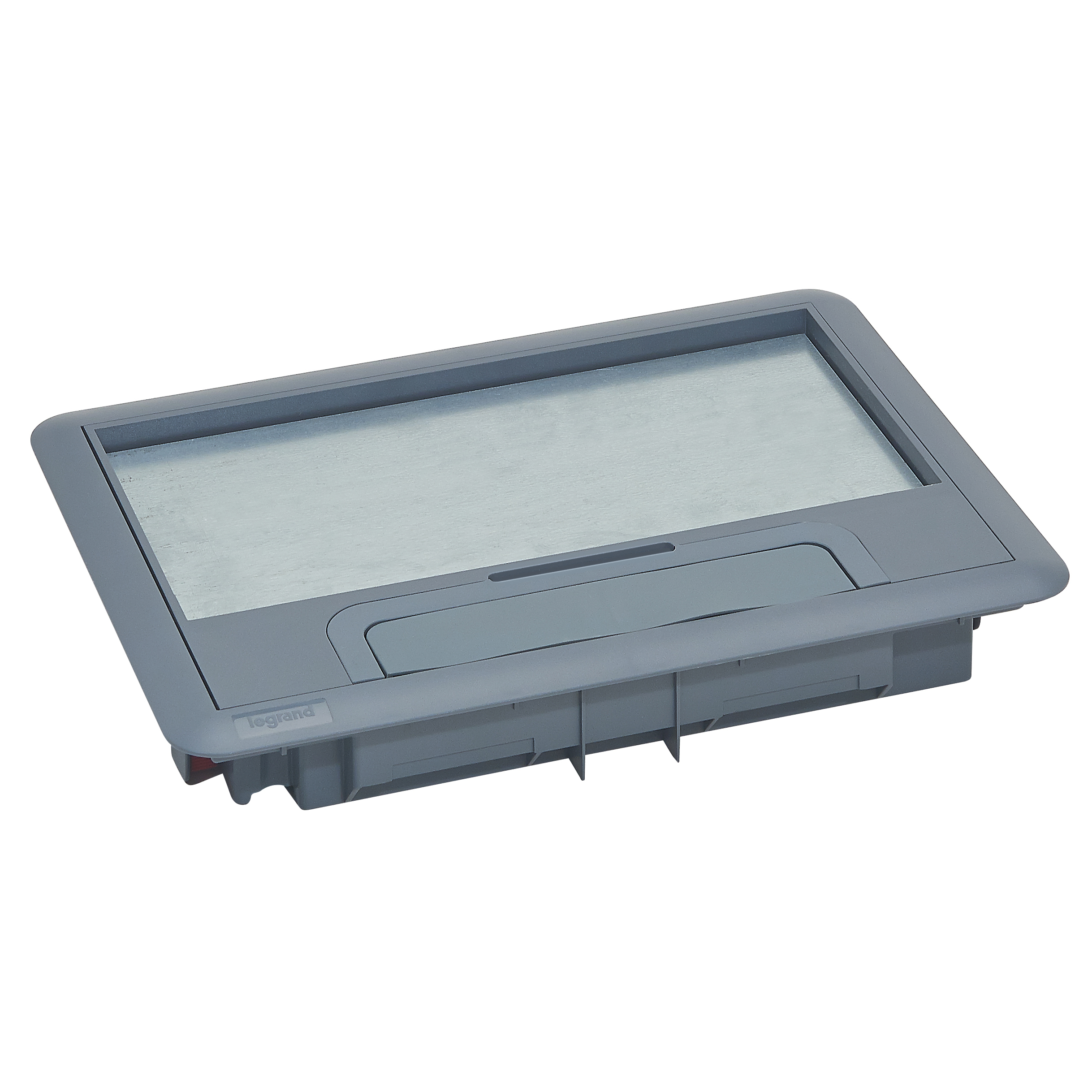 Capac si rama rectangulara doze pardoseala Legrand 088001, standard 8/12m, plastic, gri, RAL 7031