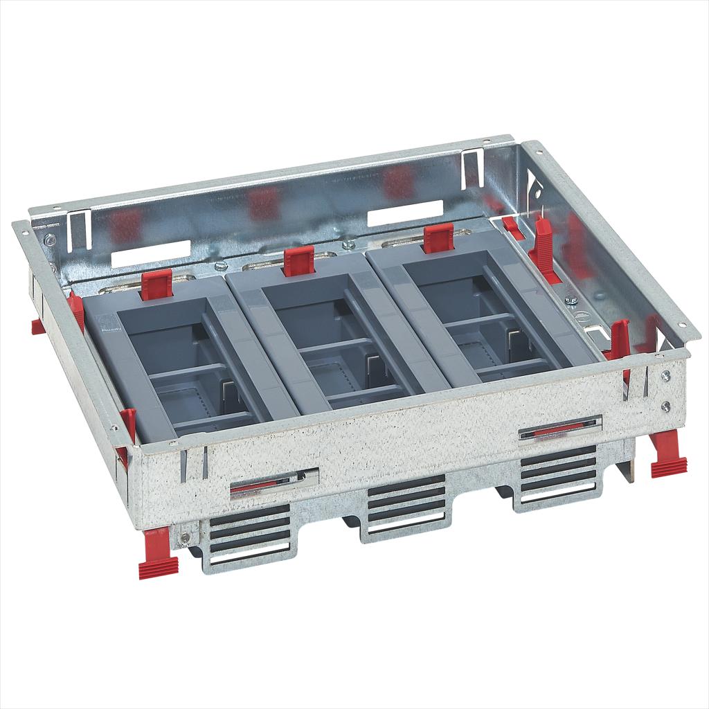 Doza pardoseala modulara Legrand, 3 x 6 module, suport orizontal, inaltime reglabila, plastic/otel, 281 x 236 x 81 mm
