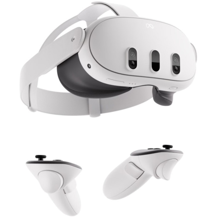 Oferte la Ochelari VR META Quest 3 Procesor XR2 Gen 2 Memorie 8GB 512GB Monochromatic White