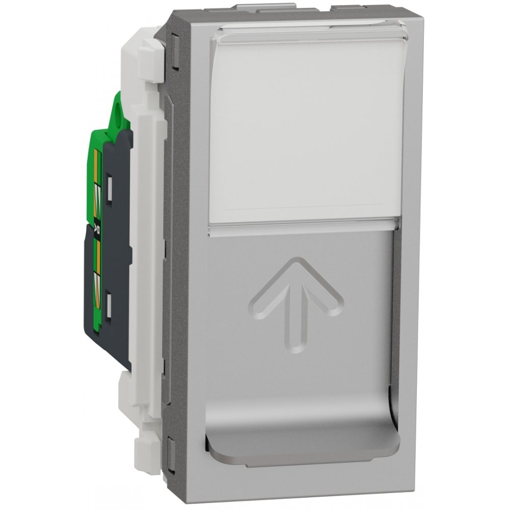 Priza date RJ45 CAT5 UTP 1 modul Schneider Noua Unica NU341030, aluminiu