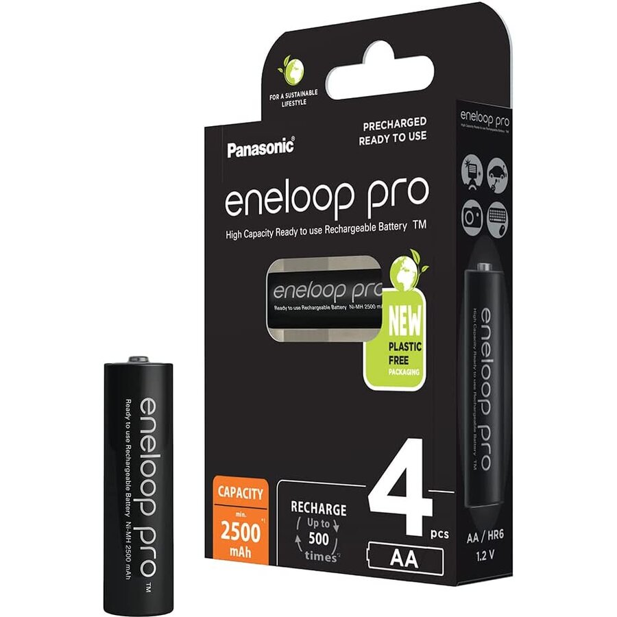 Set Acumulatori Reincarcabili Eneloop Pro AA 2500mAh 4 Bucati Negru